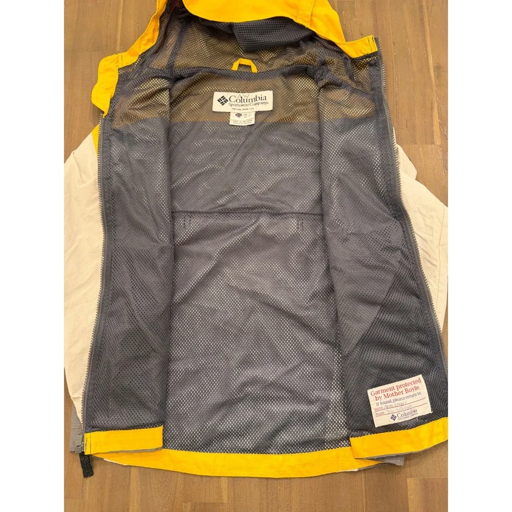 Columbia Vintage Packable Windbreaker Jacket Yellow Grey Kids Youth 10/12 L‎